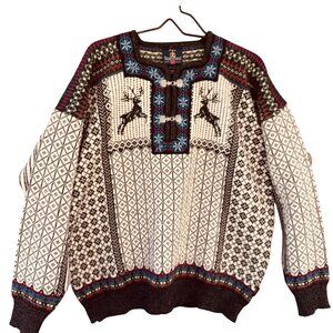 VTG SKJAEVELAND of Norway Size X Large Telemark Style Pure Wool Nordic Sweater